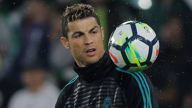 Real Madrid's Cristiano Ronaldo warms up before the game.