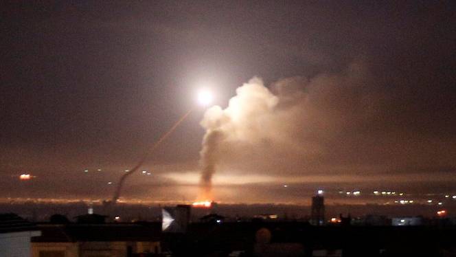 FILE PHOTO: A view of Israeli air strikes on Iranian targets in Syria.