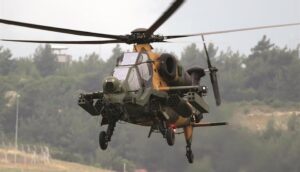 The T129 Atak tactical reconnaissance and attack helicopter combines heavy firepower with strong sensor suites and high manoeuvrability. (File photo: TUSAS)