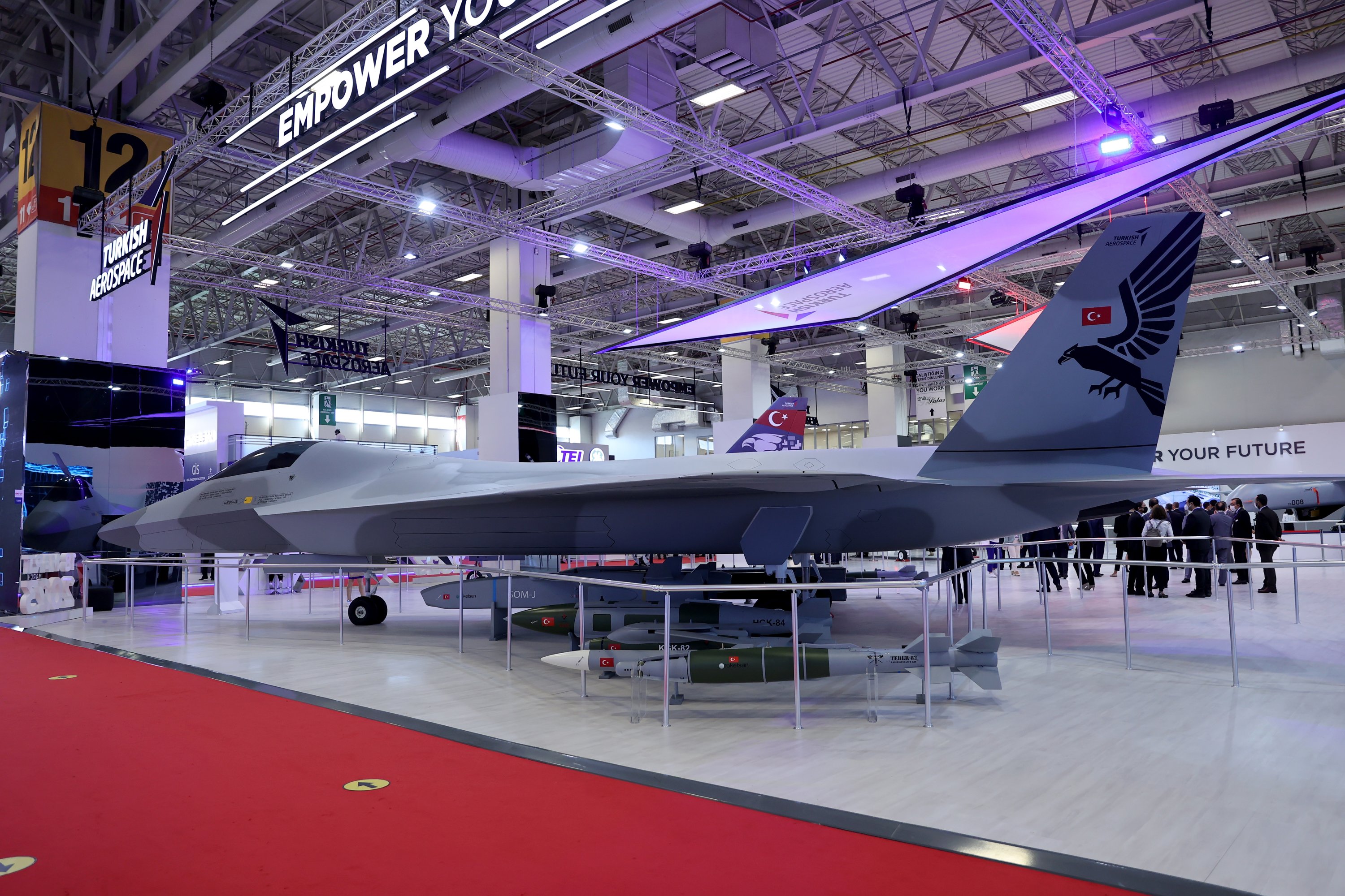 138665 The National Combat Aircraft (MMU) of the TAI on display at the IDEF, Istanbul, Turkey, Aug. 18, 2021. (AA Photo)