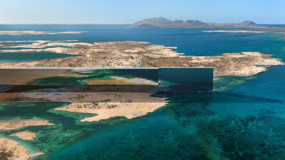 This file handout photo provided by Saudi Arabia's NEOM shows the design plan for the 500-metre tall parallel structures, known collectively as The Line, in the heart of the Red Sea megacity NEOM.
