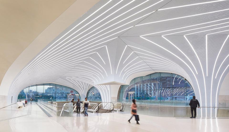 Triangular arched forms in Msheireb station, Doha, designed by UNStudio.