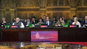 Indonesia President Joko Widodo speaks during the G20 leaders summit in Nusa Dua, Bali, Indonesia, Tuesday, Nov 15, 2022.