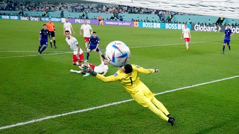 Argentina's Julian Alvarez scores their second goal.