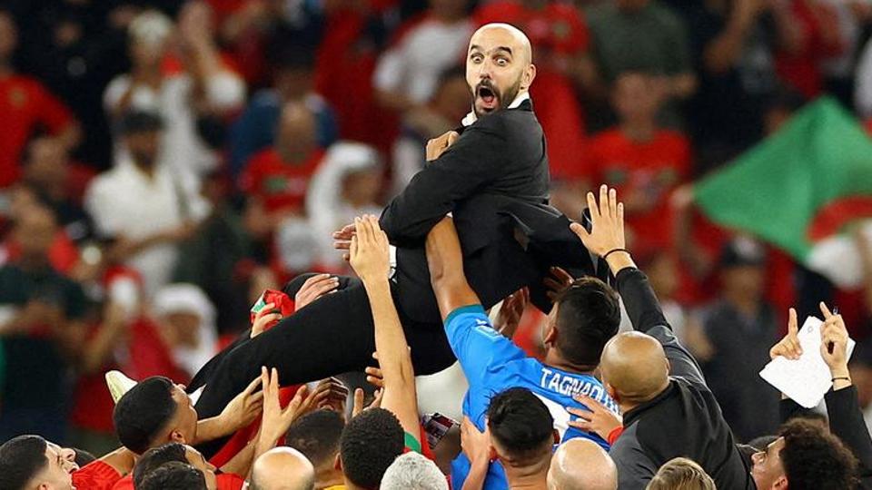 Moroccan players prostrated in gratitude after their victory at Al Thumama Stadium. Photos and footage of the moment were shared millions of times on social media.