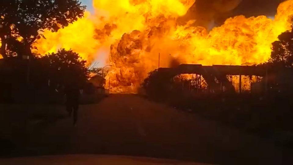 Videos on social media showed a huge fireball under the bridge, which the tanker appeared to have been too high to go under.
