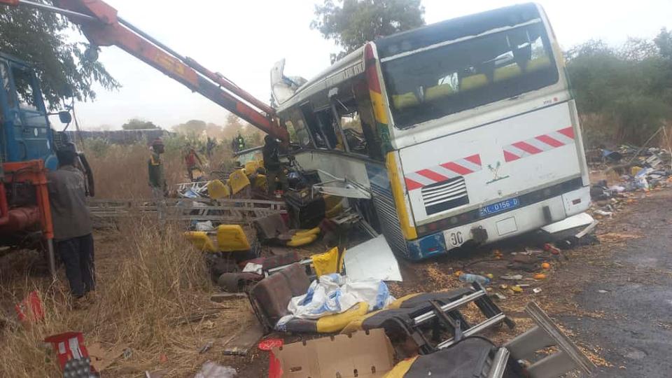 Footage shared on social media showed a crash between two buses, with firefighters and security forces on the scene of the accident.
