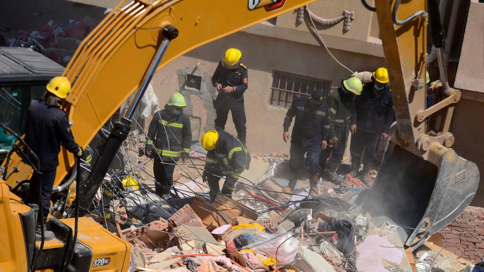 Footage shared by the governor's office appeared to show rescuers attempting to remove rubble and work through the building's ruins.
