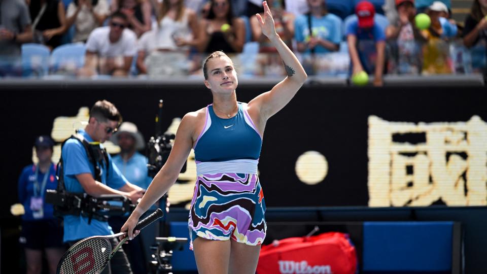 Sabalenka needed just 74 minutes to beat her former doubles partner Belgian Elise Mertens - the pair won five titles together including the Australian Open in 2021.