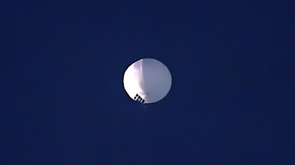 A high-altitude balloon floats over Billings, Montana on February 1, 2023.