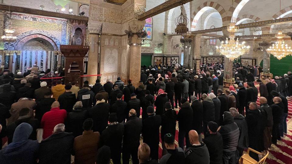 Hundreds of Palestinians took part in the prayers, according to an Anadolu reporter.