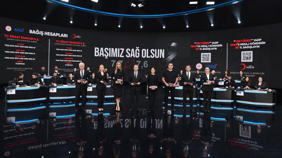 ATV, FOX, Kanal D, Kanal 7, Show TV, Star TV, TRT 1 and TV8  hold live joint broadcast for hours to generate aid for quake-hit victims.