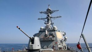 The voyage of the US warship through the Taiwan Strait comes days after China held large-scale exercises around Taiwan.