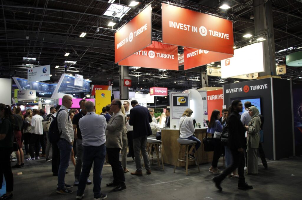 Visitors are seen at the “Invest in Türkiye” booth at the VivaTech expo in Paris, France, June 14, 2023. (AA Photo)