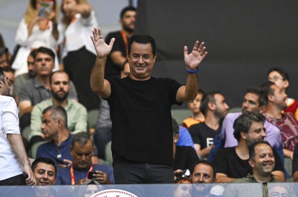 Hull City owner Acun Ilıcalı waves at fans during the match between Hull City and Galatasaray at the Kocaeli Stadium, Kocaeli, Türkiye, July 5, 2023. (AA Photo)