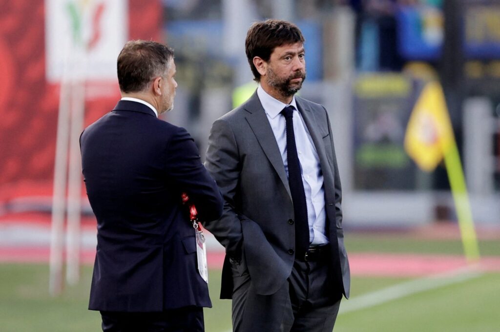 Former Juventus President Andrea Agnelli looks at the field in the stadium before the Coppa Italia final match against Inter Milan at the Stadio Olimpico, Rome, Italy, May 11, 2022. (Reuters Photo)