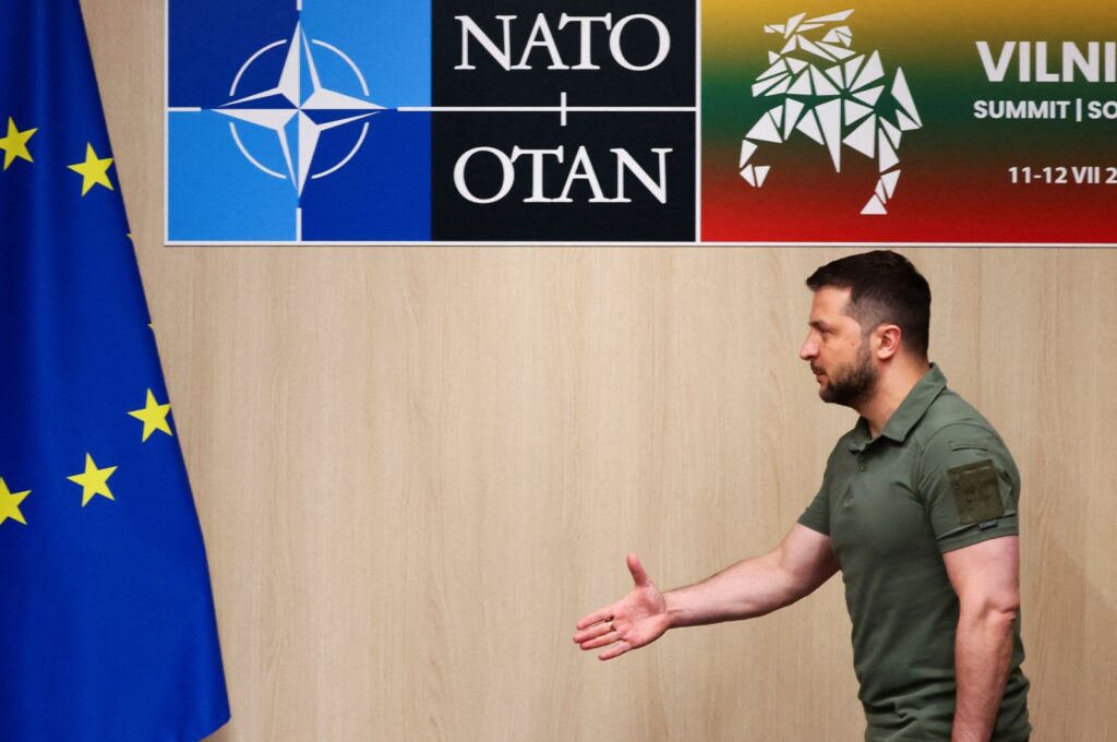 Ukraine's President Volodymyr Zelenskyy attends a NATO leaders summit in Vilnius, Lithuania July 12, 2023. (Reuters Photo)