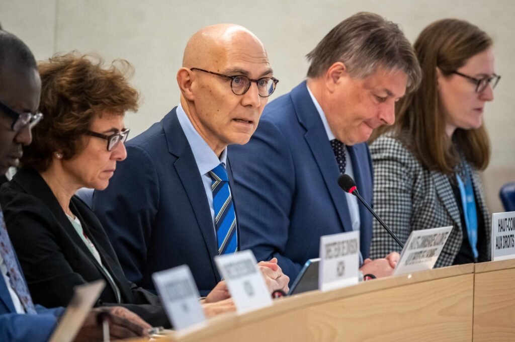 UN High Commissioner for Human Rights Volker Turk delivers a speech at the opening of the 53rd UN Human Rights Council in Geneva, on June 19, 2023. (AFP File Photo)