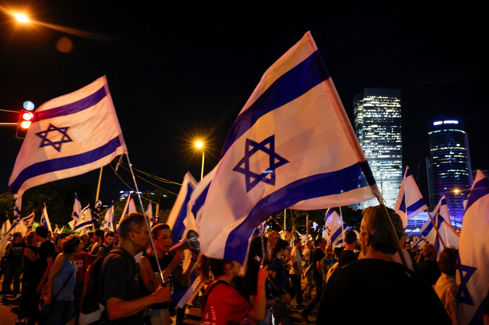 People demonstrate on "Day of Disruption" in protest against Israeli Prime Minister Benjamin Netanyahu and his nationalist coalition government's judicial overhaul, Tel Aviv, Israel, July 11, 2023. (Reuters Photo)