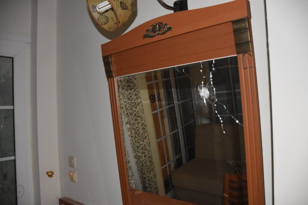 A bullet hole on a mirror inside the hotel in Marmaris, Muğla, southwestern Türkiye, July 13, 2023. (AA Photo)