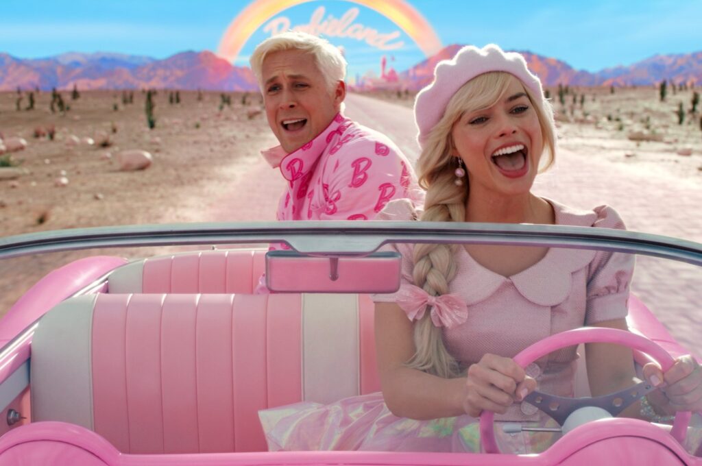 A still shot from the movie "Barbie" shows Margot Robbie and Ryan Gosling. (Photo courtesy of Warner Bros.)