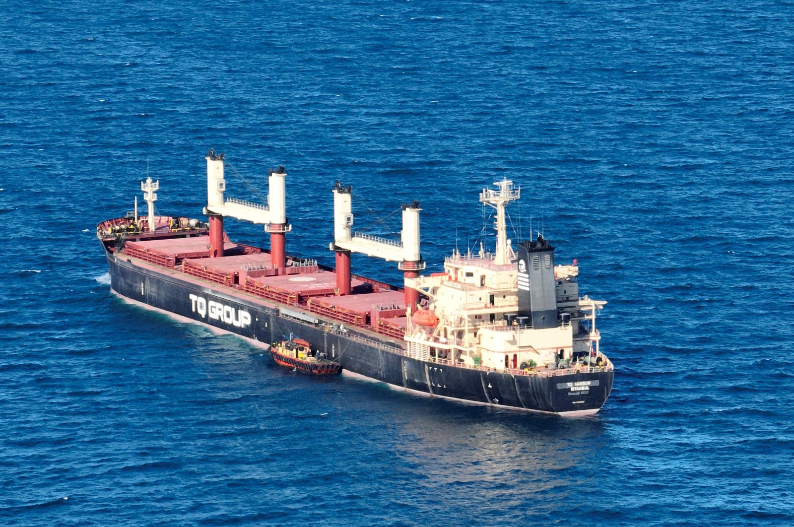 Turkish-flagged bulker TQ Samsun, carrying grain under U.N.'s Black Sea Grain Initiative, is pictured in the Black Sea, north of Bosporus off Istanbul, Türkiye, July 17, 2023. (Reuters Photo)