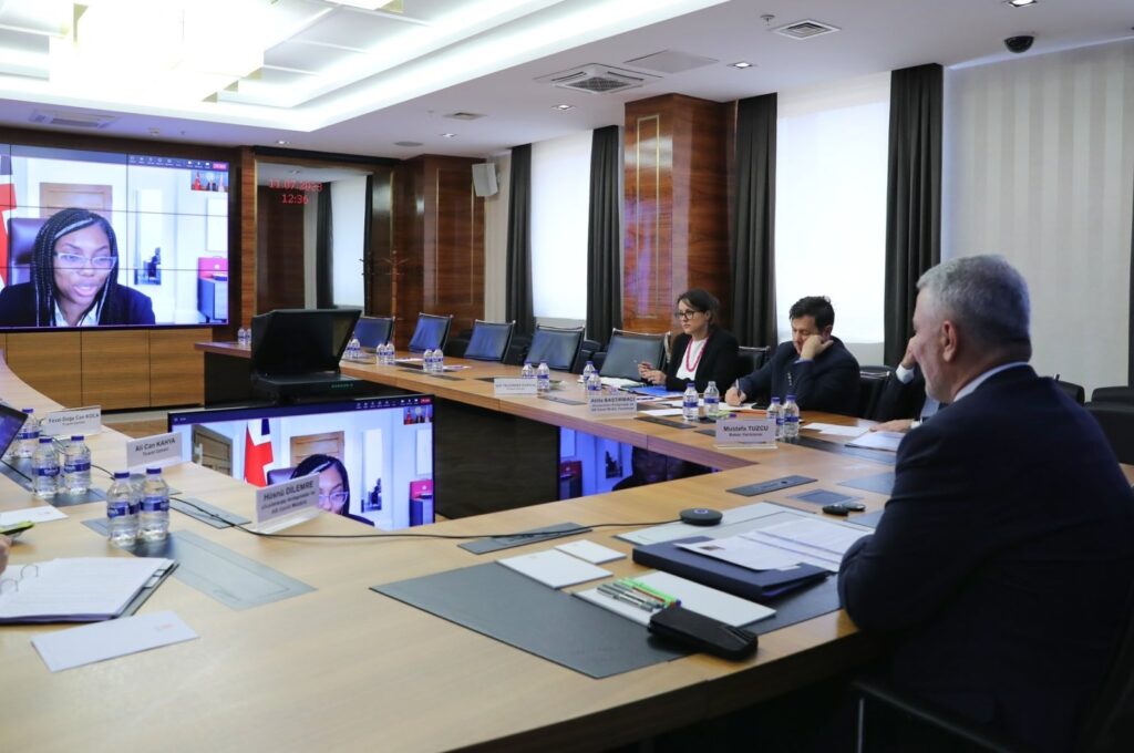 Trade Minister Ömer Bolat and British Business and Trade Secretary Kemi Badenoch attend a videoconference meeting, Türkiye, July 11, 2023. (AA Photo)