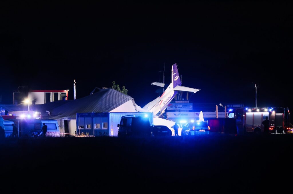 A view of the plane crash in Chrcynno north of Warsaw, Poland, July 17, 2023. (EPA Photo)