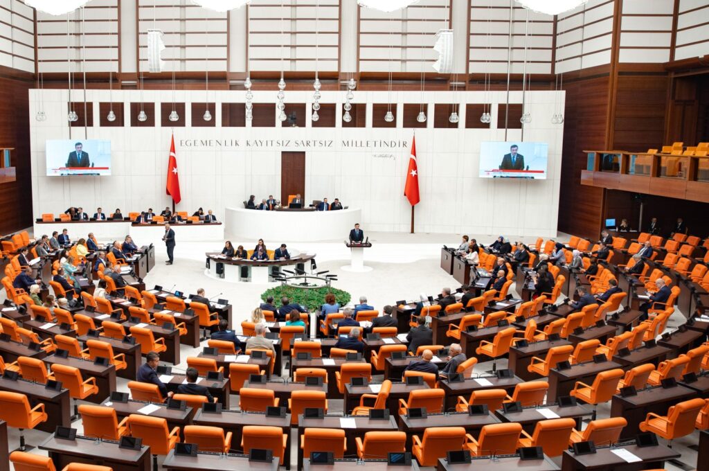 Vice President Cevdet Yılmaz speaks at the General Assembly of the Turkish Parliament, July 14, 2023. (AA File Photo)