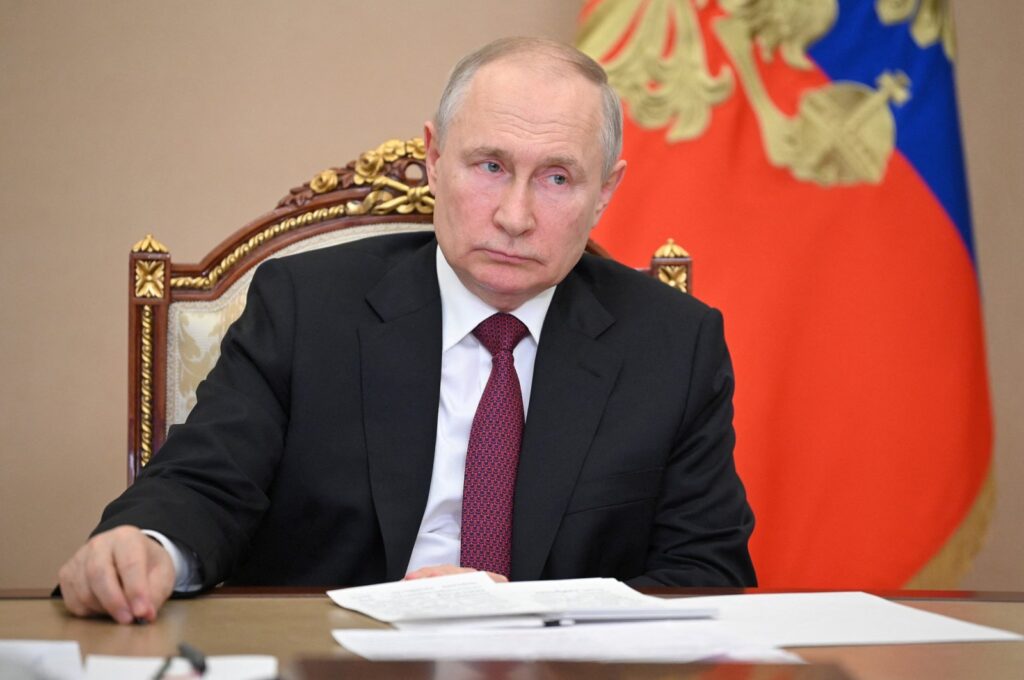 Russian President Vladimir Putin chairs a meeting with members of the government, via video link in Moscow, Russia, July 19, 2023. (Reuters Photo)