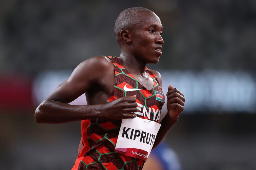 Kenya's Rhonex Kipruto competes in the Men's 10,000-meter final on day seven of the Tokyo 2020 Olympic Games at Olympic Stadium, Tokyo, Japan, July 30, 2021. (Getty Images Photo)