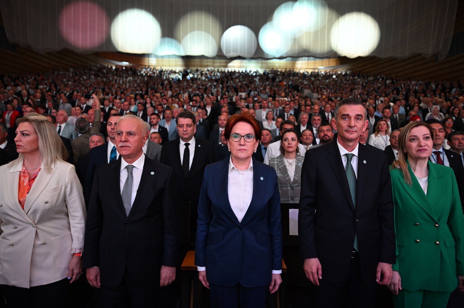 Good Party (IP) Chairperson Meral Akşener (C) attends her party's third ordinary general assembly in the capital Ankara, Türkiye, June 24, 2023. (AA Photo)