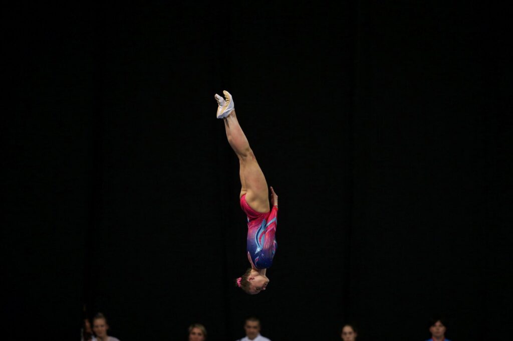 Tatsiana Piatrenia of Belarus competes at the 32nd FIG Trampoline Gymnastics World Championships Final, Sofia, Bulgaria, Nov. 12, 2017. (Reuters Photo)