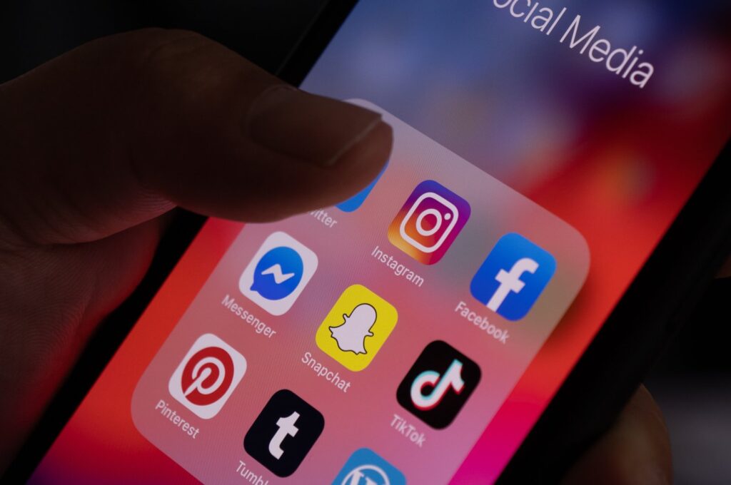 Close Up of Smartphone Display with Social Media Application Icons, Instagram, Facebook, Messenger, Pinterest, Tumblr, July 21, 2019. (Shutterstock File Photo)