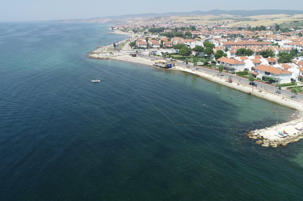 An aerial view of a blue flag beach in Şarköy district of Tekirdağ, Türkiye, July 21, 2023. (AA Photo)