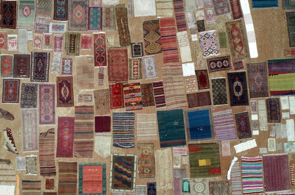 An aerial view of colorful handwoven carpets, Antalya, southern Türkiye, July 20, 2023. (AA Photo)