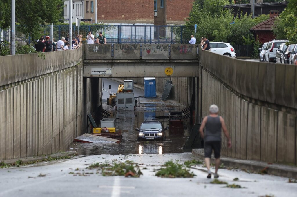People check the damage after a powerful storm, in Zagreb, Croatia, July 19, 2023. (AP Photo)