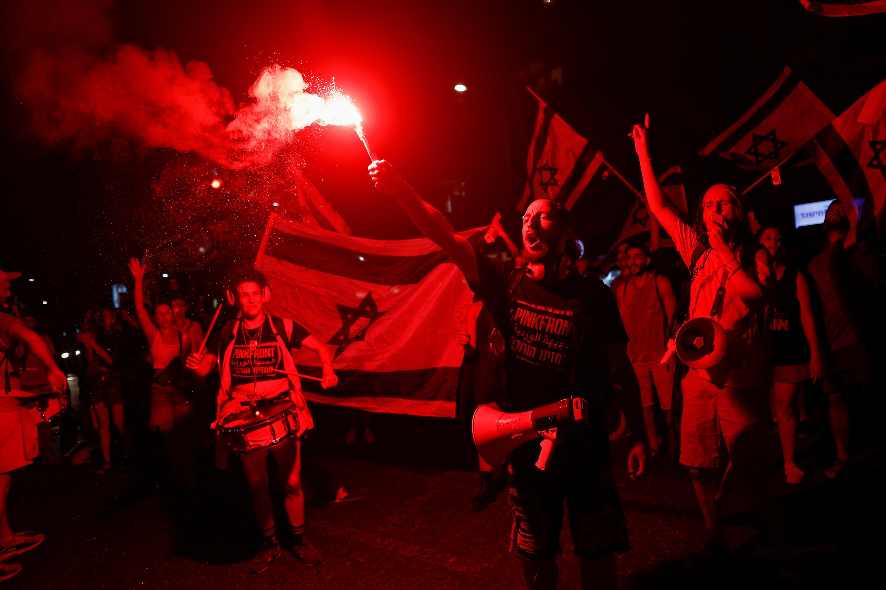 283856 People take part in a demonstration against a controversial judicial overhaul, in Tel Aviv, Israel, July 22, 2023. (Reuters Photo)