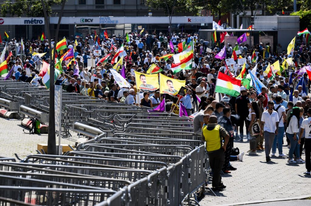 PKK terrorist sympathizers rally in Lausanne, Switzerland, July 22, 2023. (EPA Photo)
