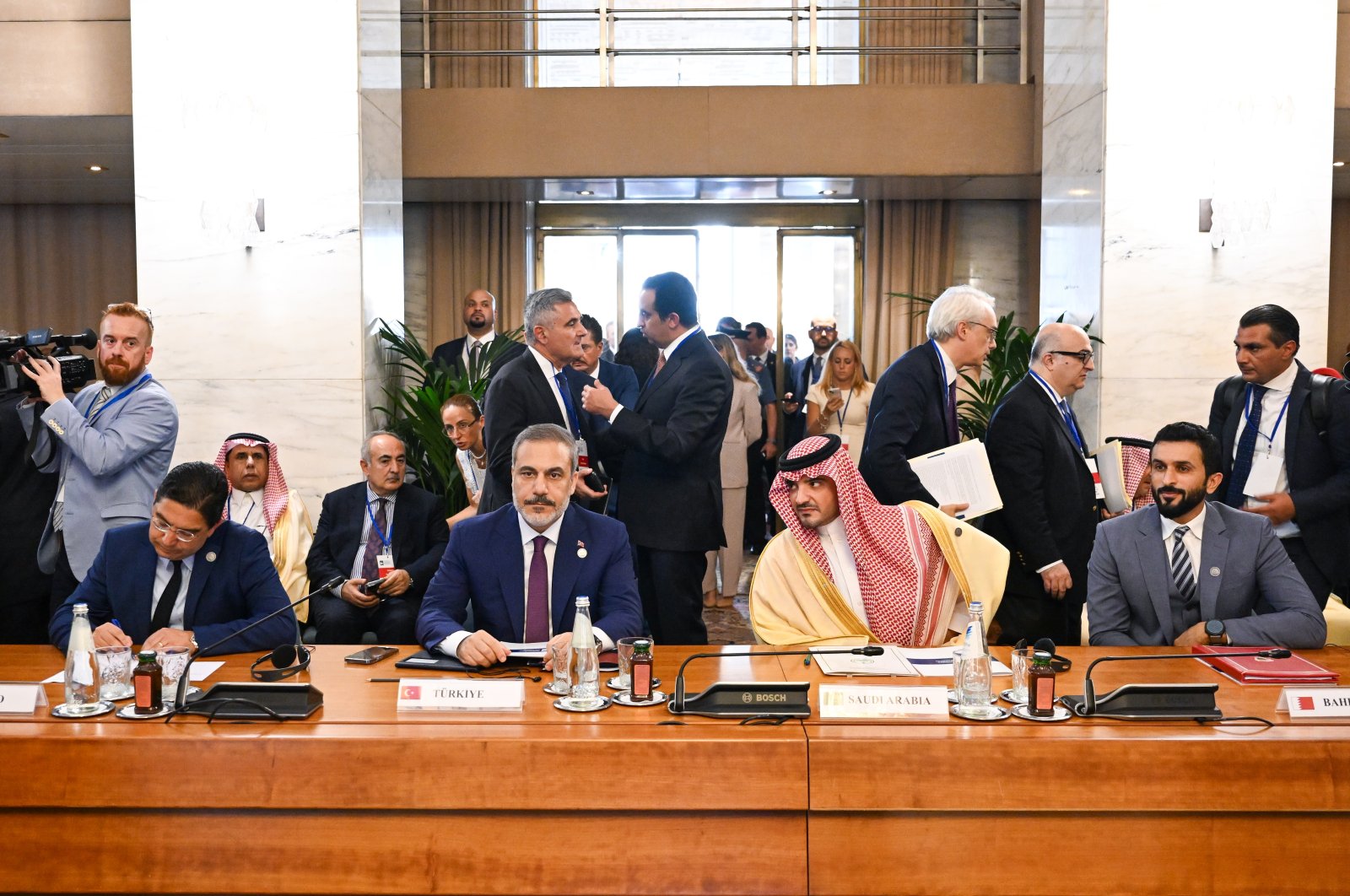 Foreign Minister Hakan Fidan (2nd L) represents Türkiye at the International Conference on Development and Migration, in Rome, Italy, July 23, 2023. (AA Photo)