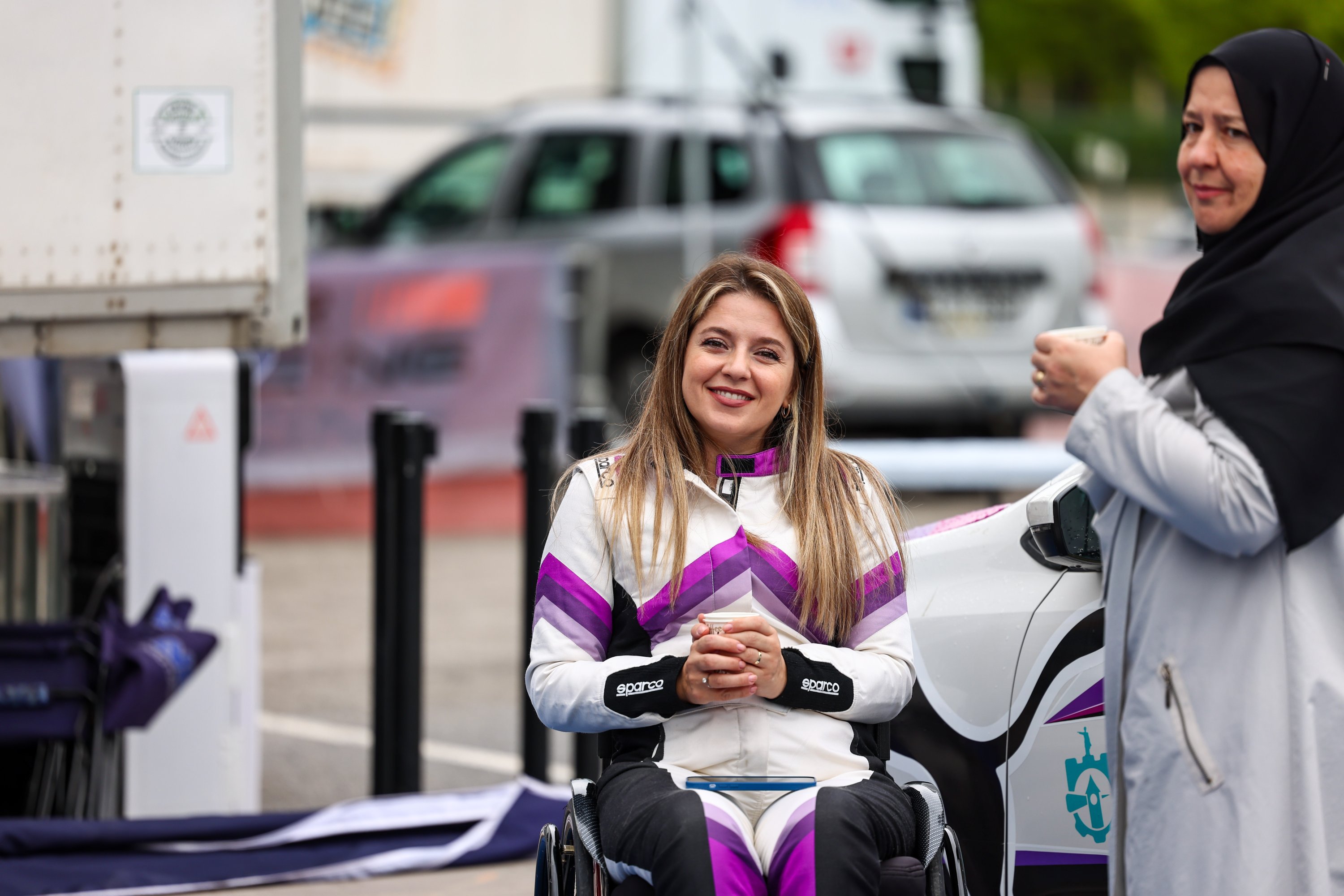 283973 Turkish special motorsports rider Kübra Denizci poses for a photo on her wheelchair, Bursa, Türkiye, July 23, 2023. (IHA Photo)