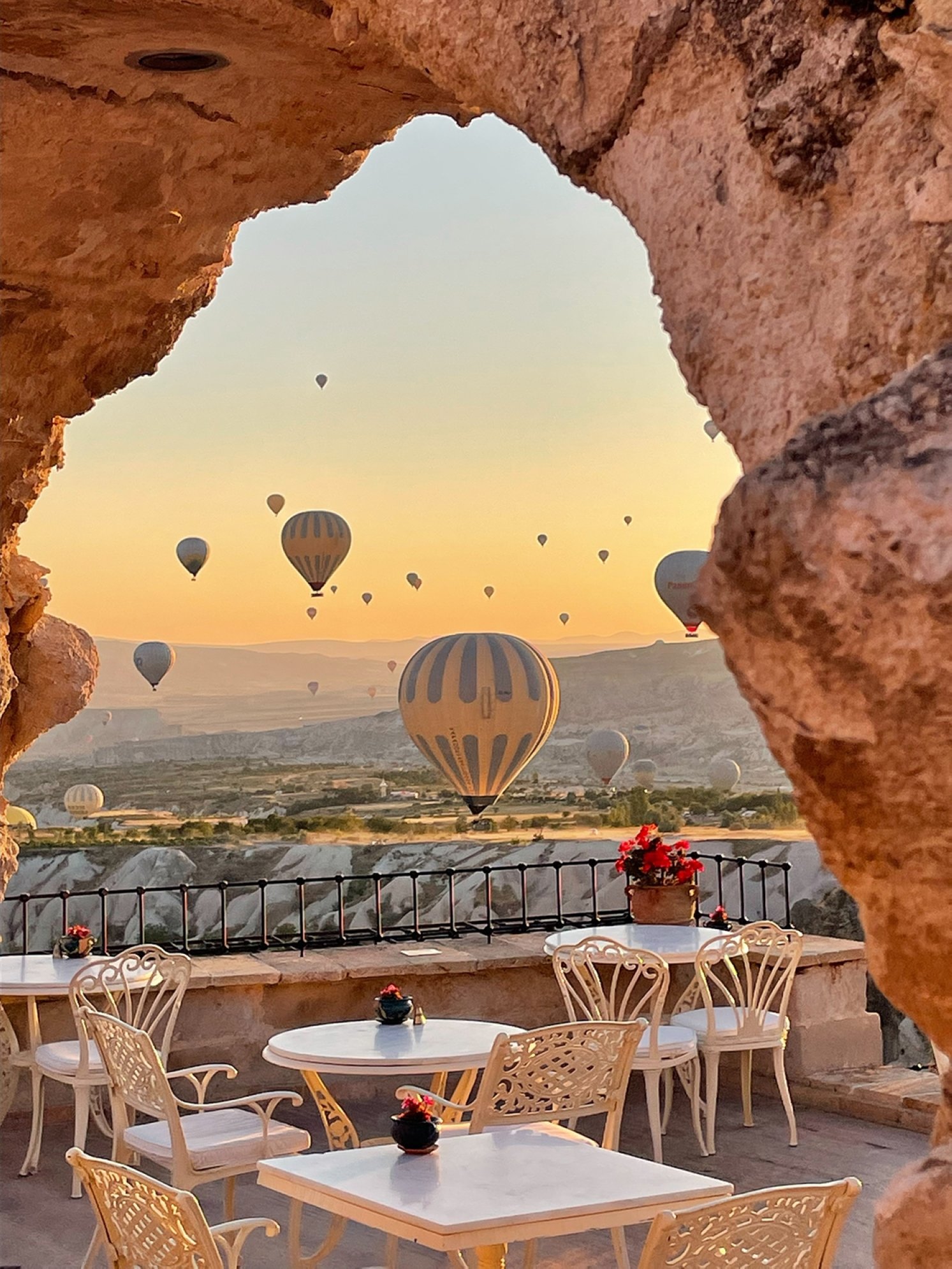 283991 General view of floating air balloons from Museum Hotel listed as one of the world's 50 most luxurious hotels by Robb Report, Cappadocia, Türkiye, July 24, 2023. (AA Photo)