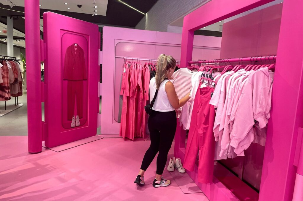 A shopper browses Barbie-themed merchandise at the Barbie pop-up in Zara's Soho store in New York City, U.S., July 20, 2023. (Reuters Photo)