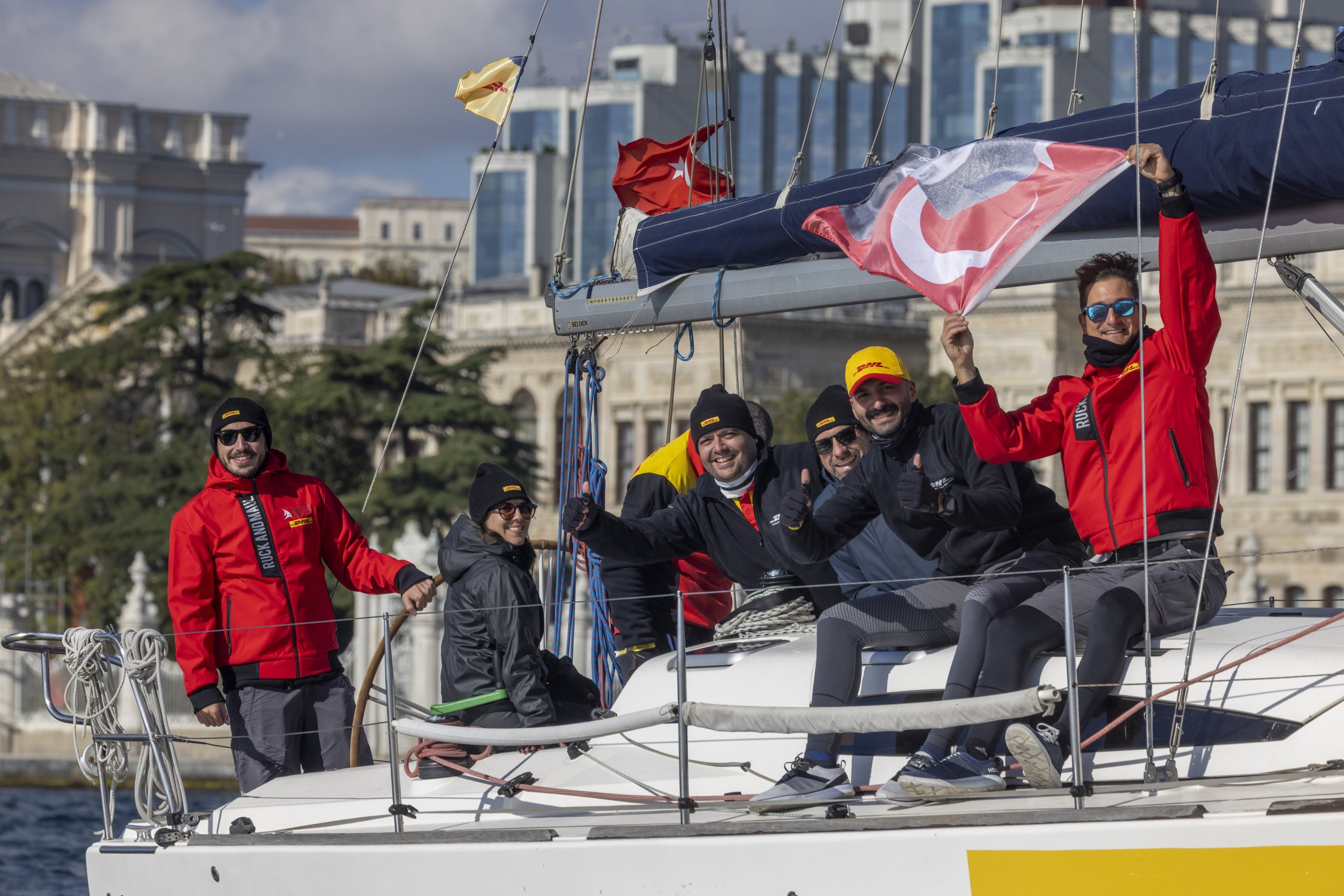 284064 Turkish sailors pose for a photo during the 3rd Presidential International Yacht Race, Istanbul, Türkiye, Oct. 29, 2022. (Courtesy of Sail Türkiye)