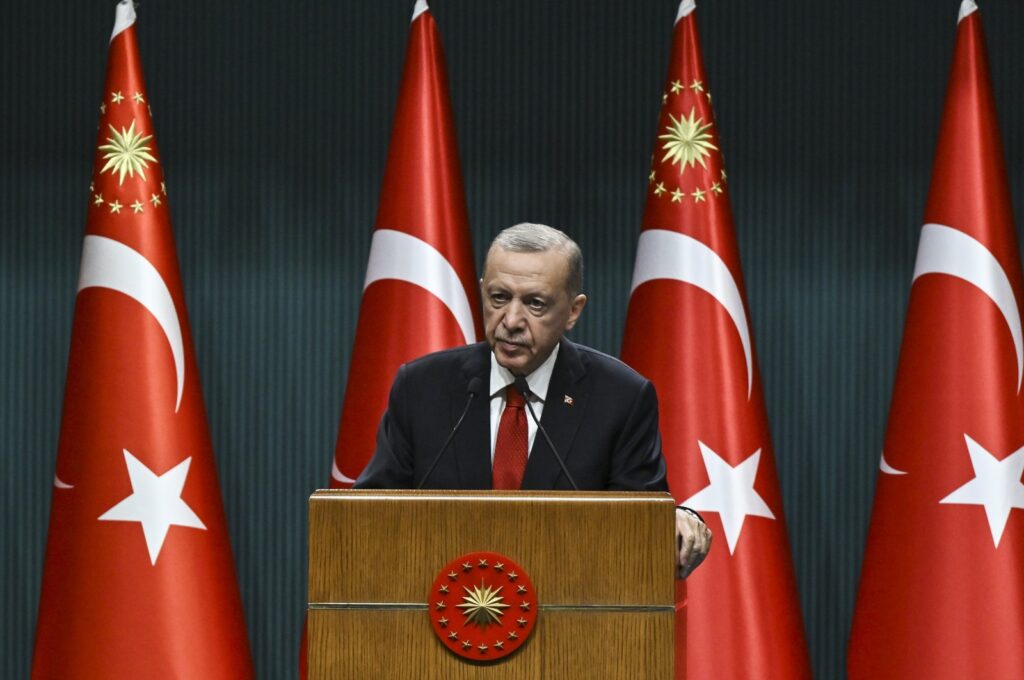 President Recep Tayyip Erdoğan speaks to reporters following a cabinet meeting in Ankara, July 24, 2023. (AA Photo)