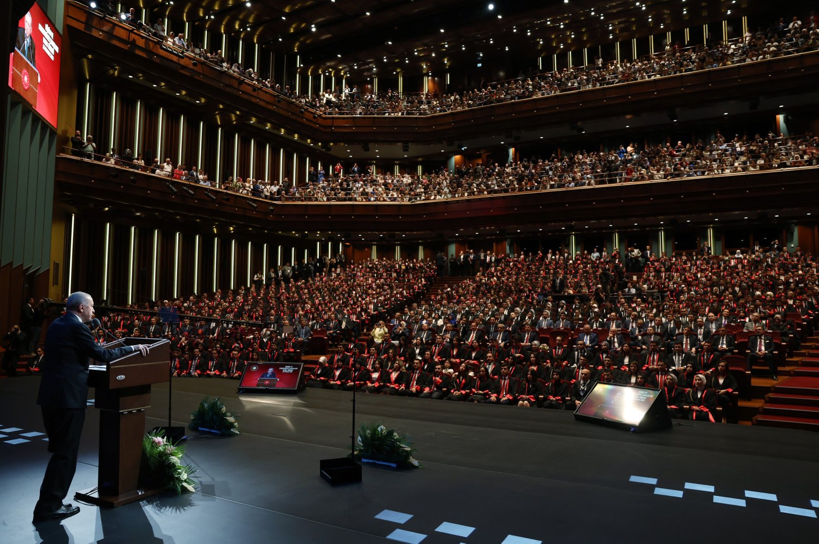 President Recep Tayyip Erdoğan addresses prospective judges and prosecutors, in the capital Ankara, Türkiye, July 25, 2023. (AA Photo)