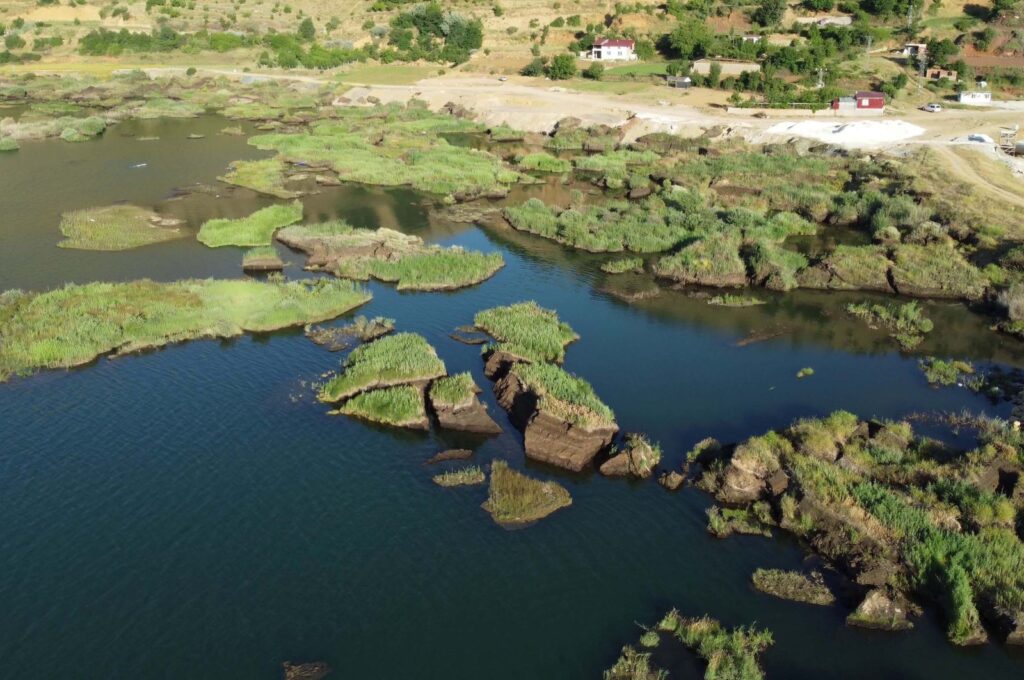 Ancient floating islands are seen in Çat dam lake in Adıyaman, Türkiye, July 26, 2023. (DHA Photo)