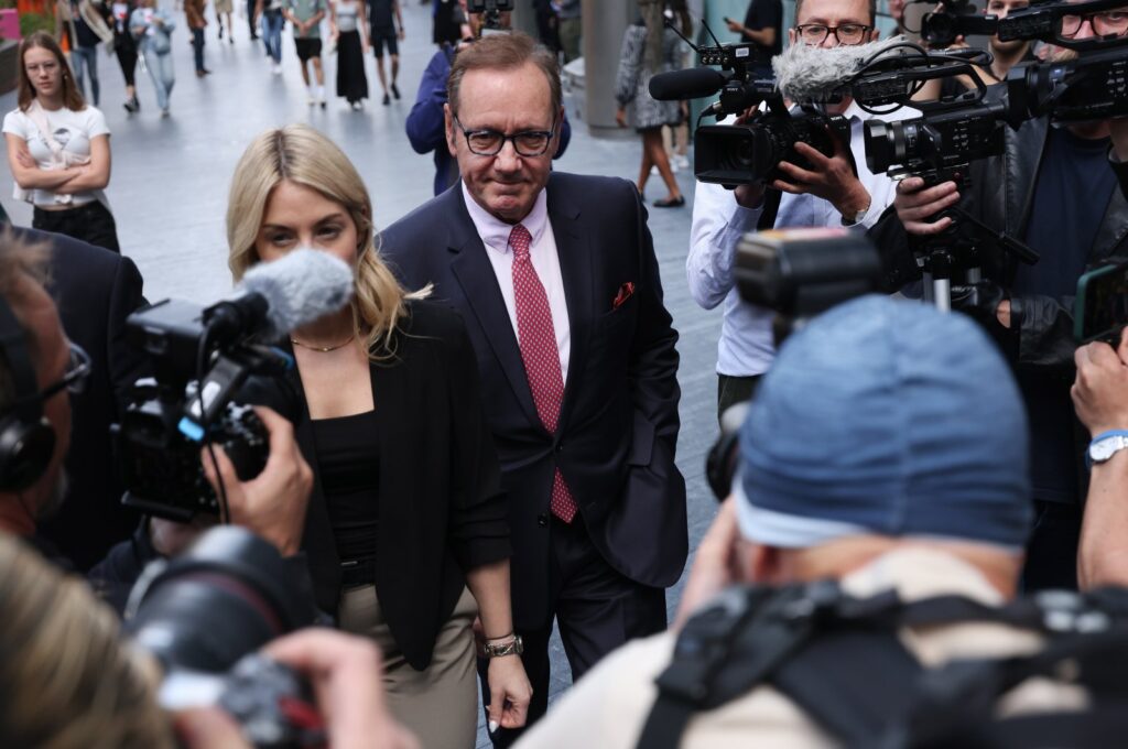 U.S. actor Kevin Spacey departs Southwark Crown Court in London, Britain, July 26, 2023. (EPA Photo)