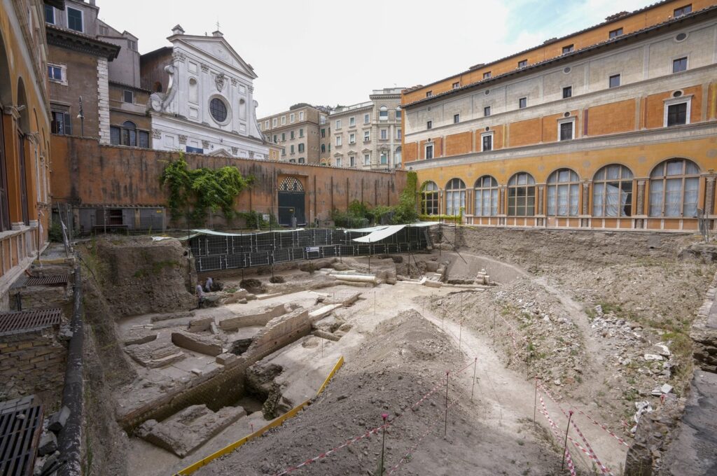 Personnel at the excavation site of the ancient Roman emperor Nero's theater, in Rome, Italy, July 26, 2023. (AP Photo)