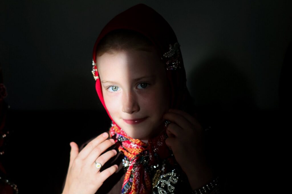 A girl dressed in traditional Ottoman-era attire, in Xanthi, Greece, July 27, 2023. (AA Photo)